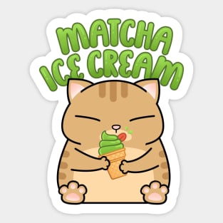 Chubby Cat Matcha Ice Cream Sticker